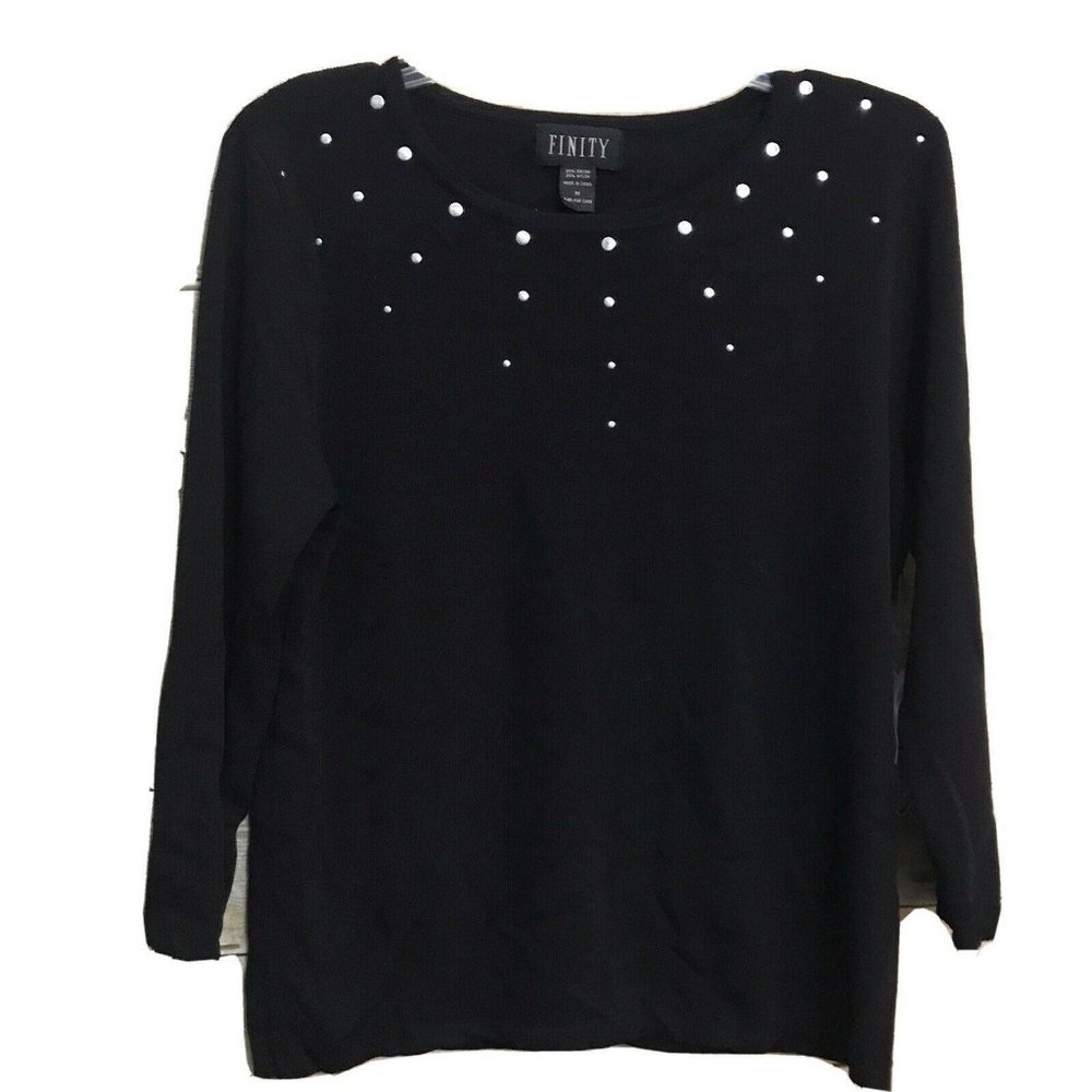 Finity Size M Medium Sweater Black w Silver Studs